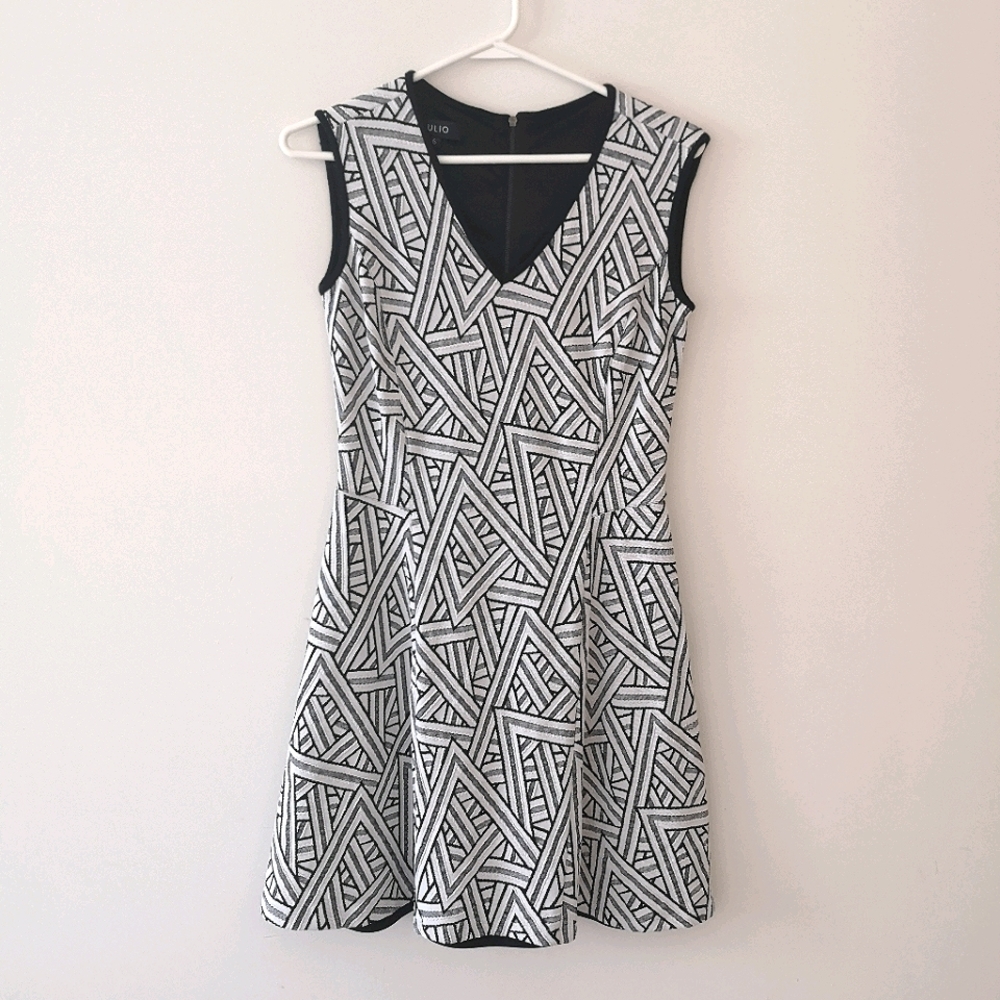 SZ 6 Julio Black & White Dress | V-Neck A-Line